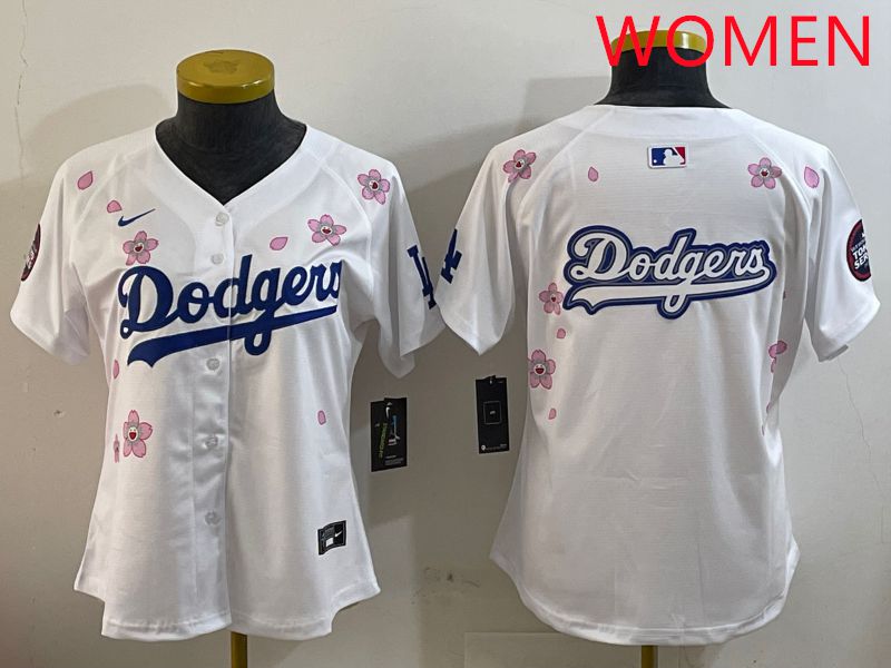 Women Los Angeles Dodgers Blank White Sakura Edition 2025 Nike MLB Jersey style 13